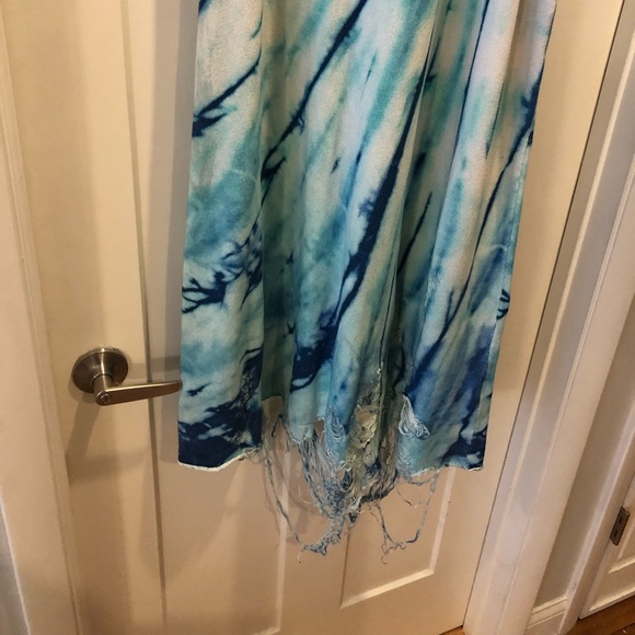 R13 tie dye sleeveless cotton knit midi distressed Tank dress M L Sizes 8 10 12 - Picture 10 of 13